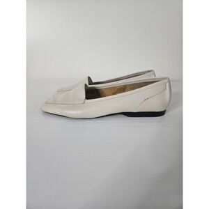 Vintage Capezio Leather Loafers Women's 8M Cream‎ Slip-On Minimalist Flat Shoes